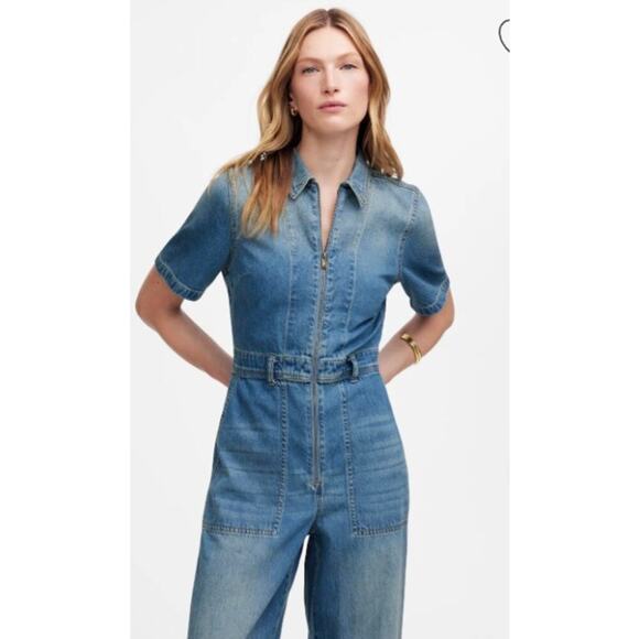 MadewelMadewell l ZipFront Denim Coveralls in Robertson Wash Sz S NWT # - Picture 2 of 5